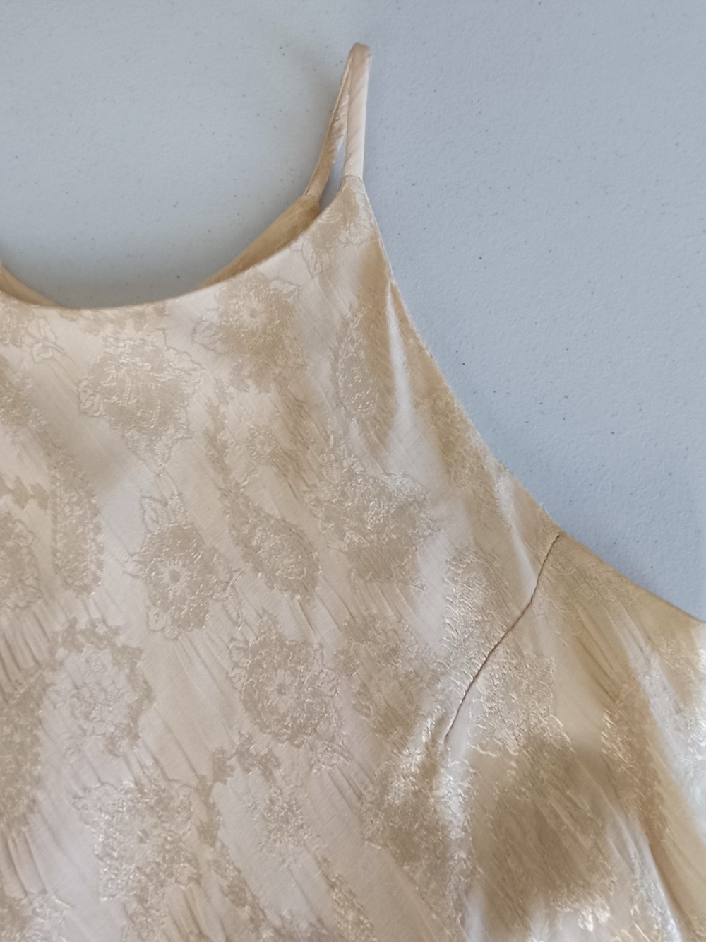 Vintage ALGO Ivory Paisley Jacquard Bias Cut Maxi Dress Size 12 Bridal Shower - Picture 6 of 12